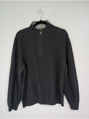 Structure Mens Charcoal 1/4 Zip Pullover Sweater XL 100% Cotton